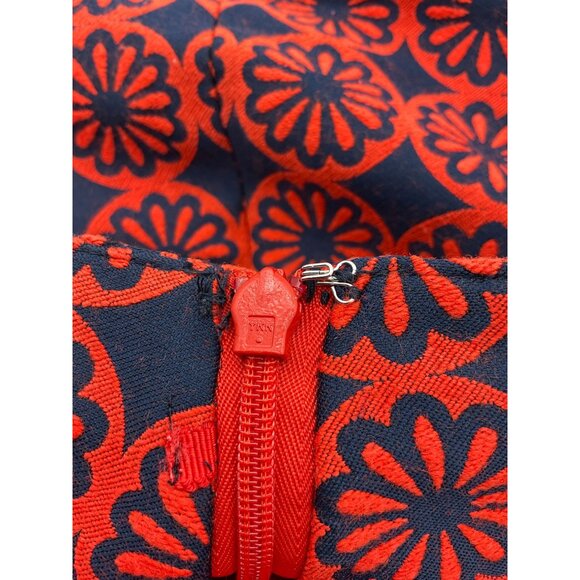 Anthropologie Maeve Lined Wool Blend Red Blue Floral Medallion Mini Skirt 2 - Picture 5 of 7